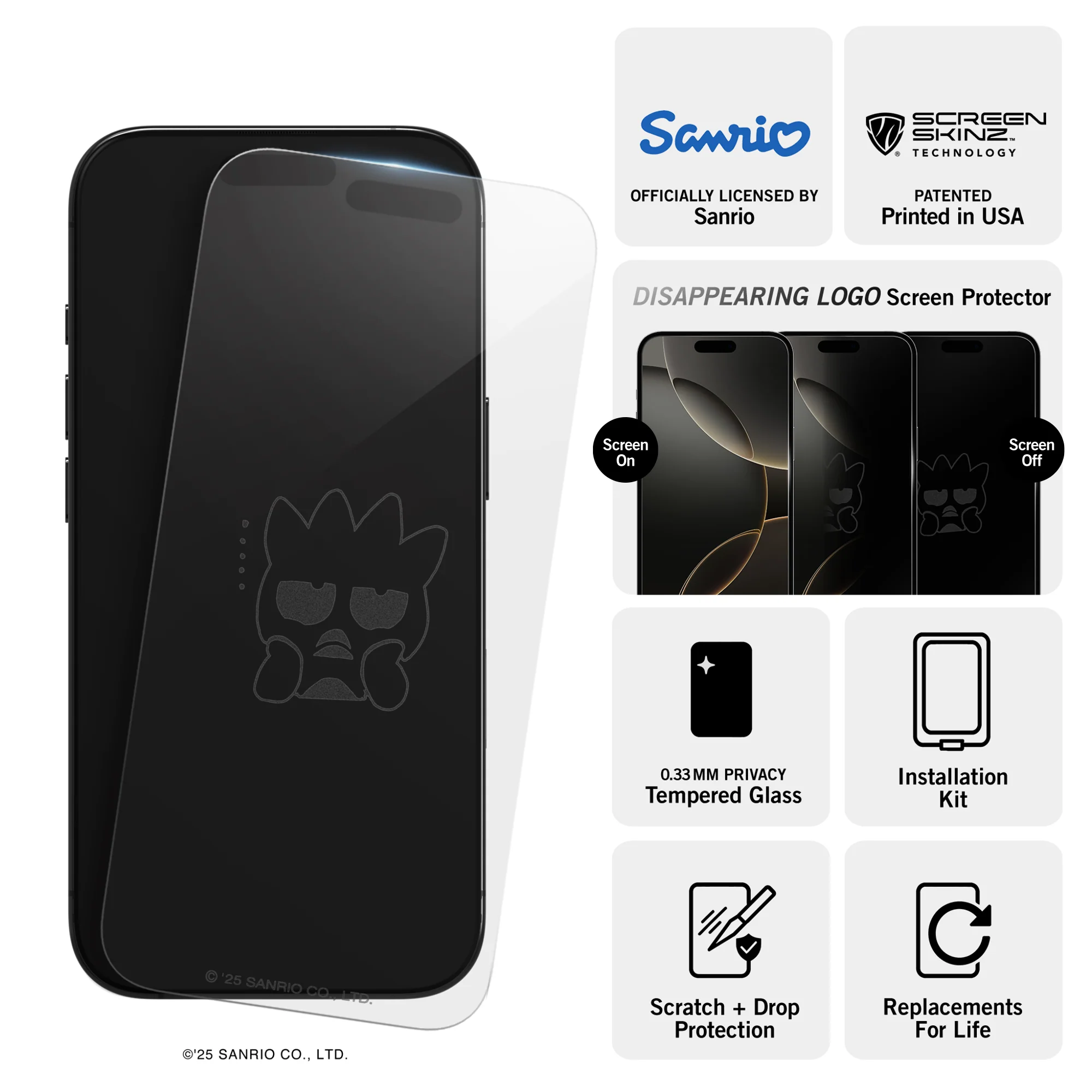 Badtz-Maru x Screen Skinz Thinking iPhone Clear Screen Protector - Image 3