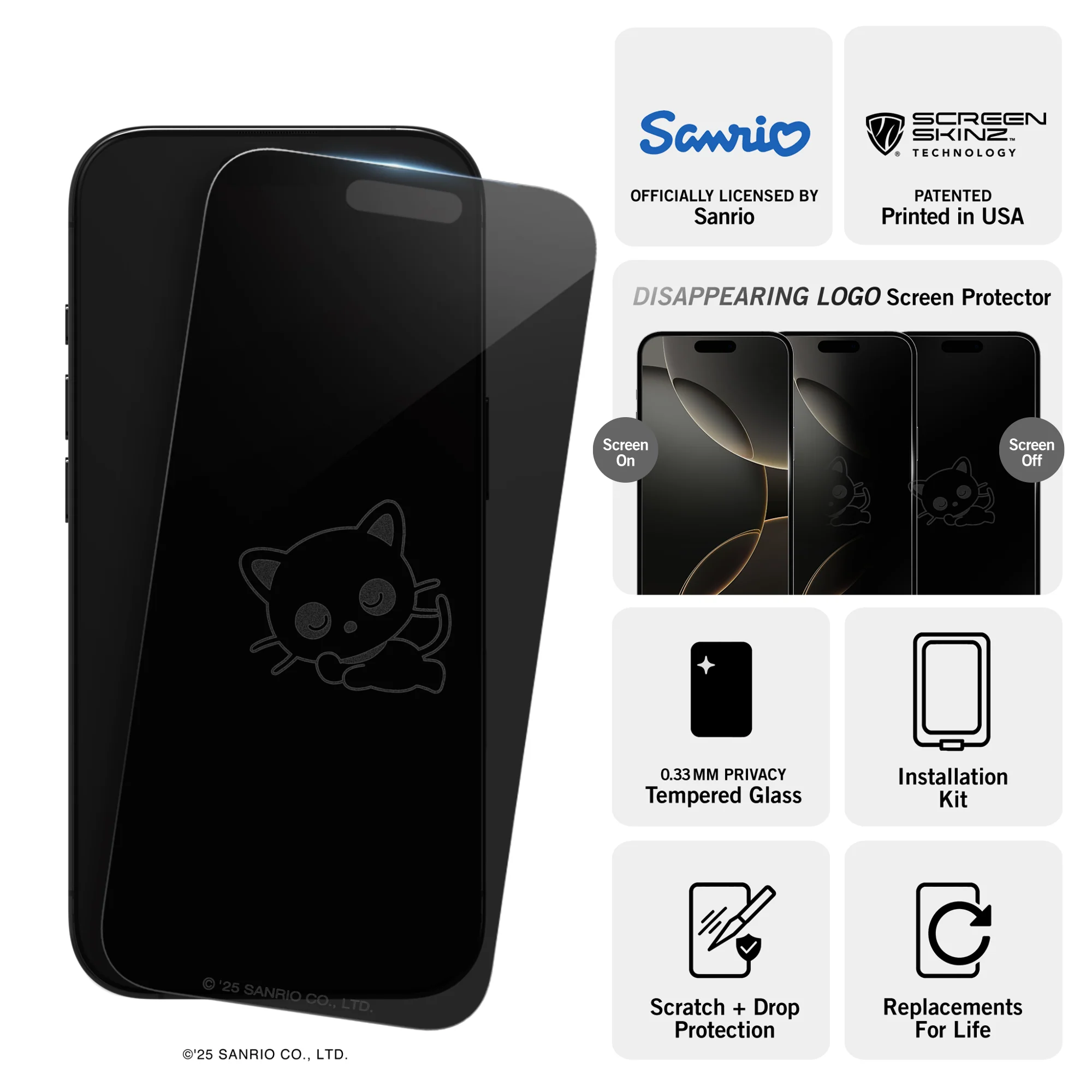Chococat x Screen Skinz Sleepy iPhone Privacy Screen Protector - Image 3