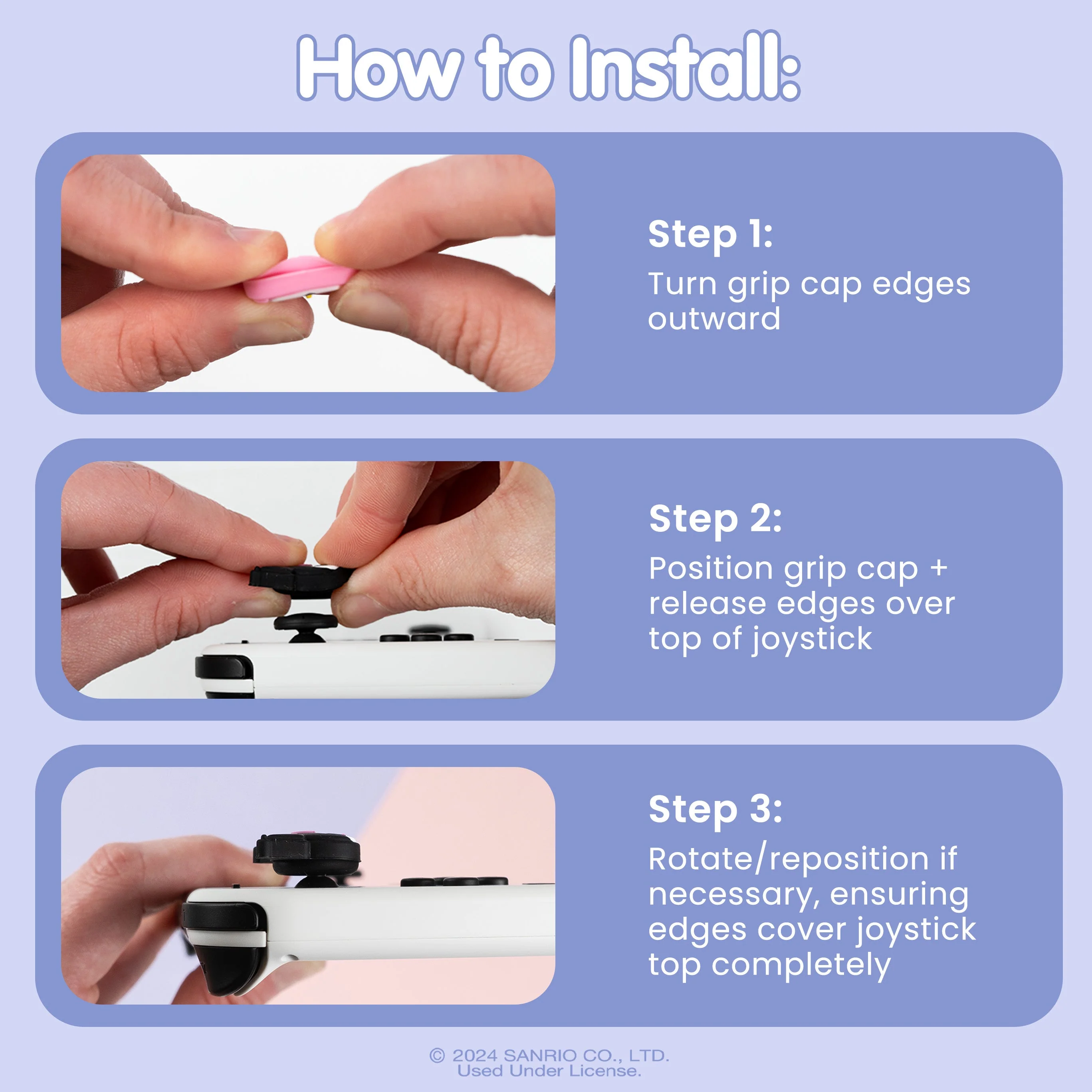 Hello Kitty and Friends Nintendo Switch Grip Caps (Kuromi + My Melody) - Image 4