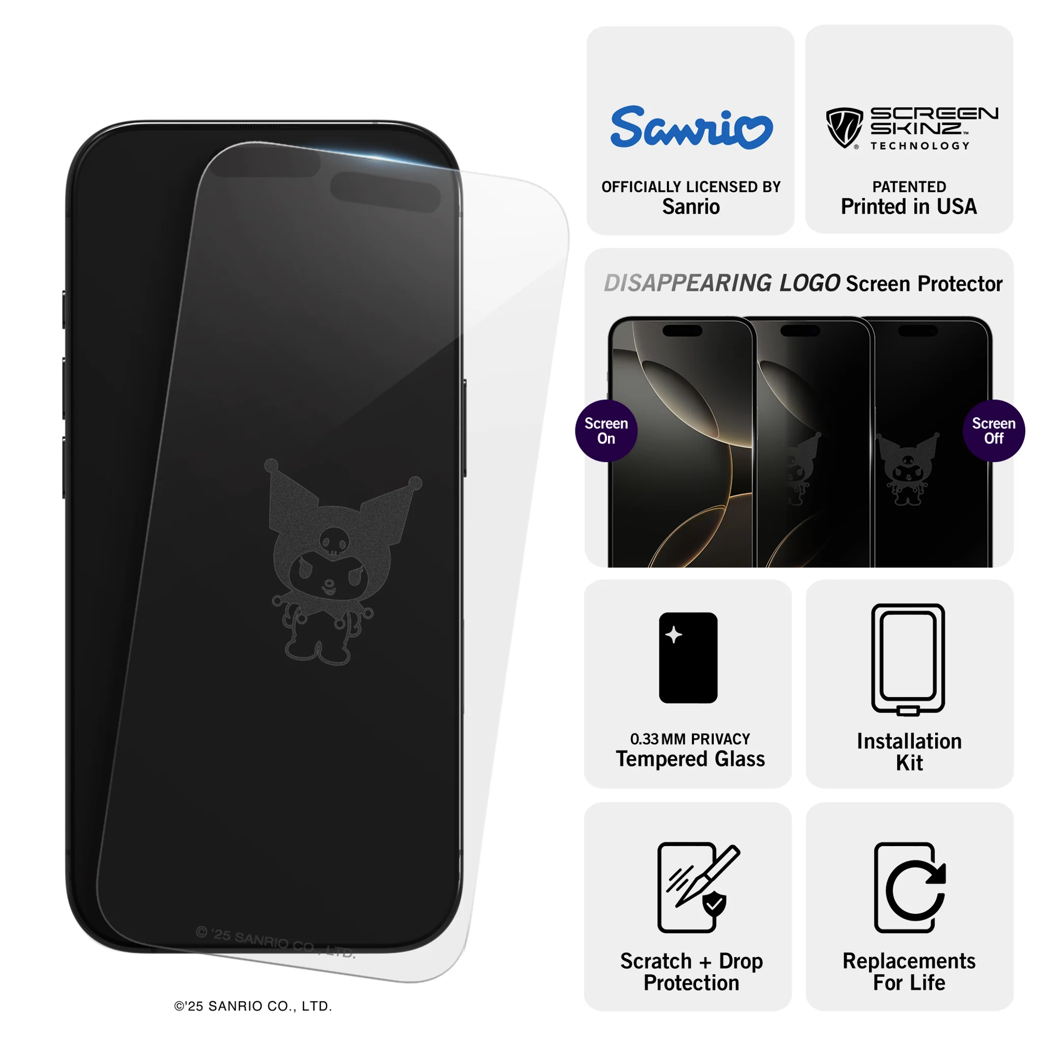 Kuromi x Screen Skinz iPhone Clear Screen Protector - Image 3