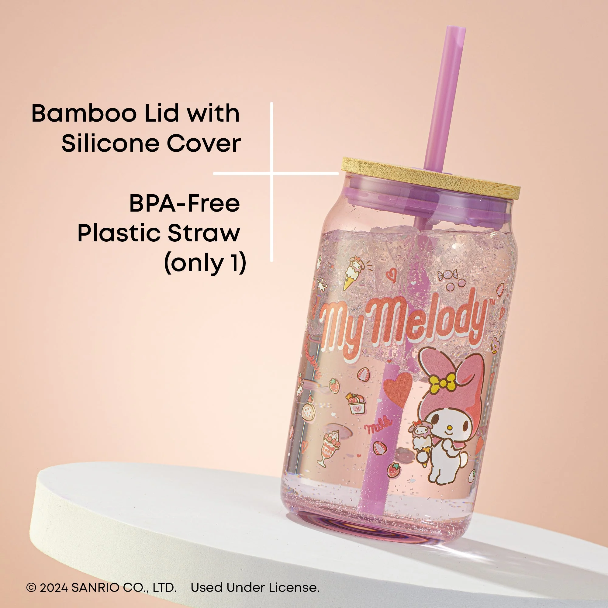 My Melody Favorite Flavor Lidded Glass Tumbler - Image 6