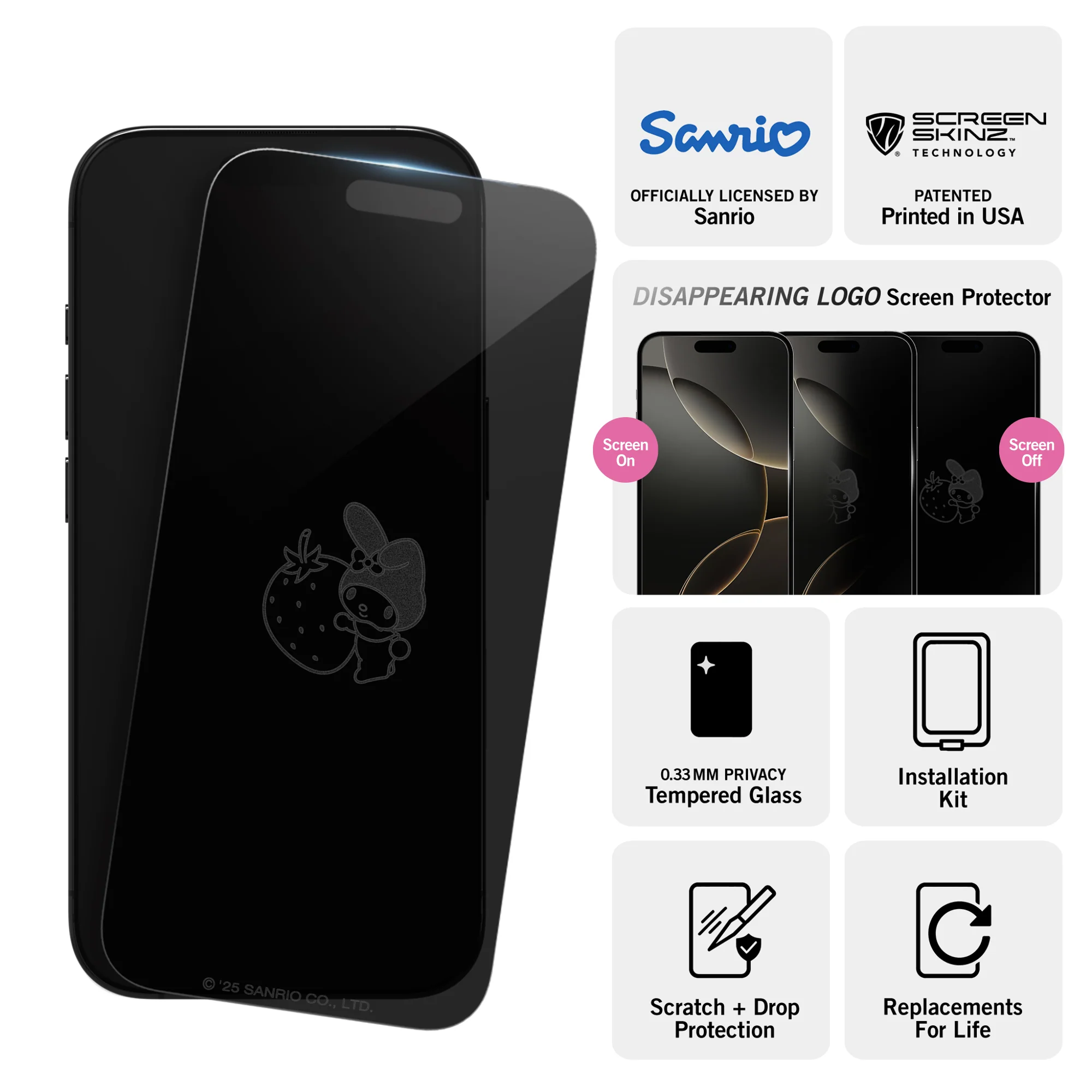 My Melody x Screen Skinz Berry iPhone Privacy Screen Protector - Image 3