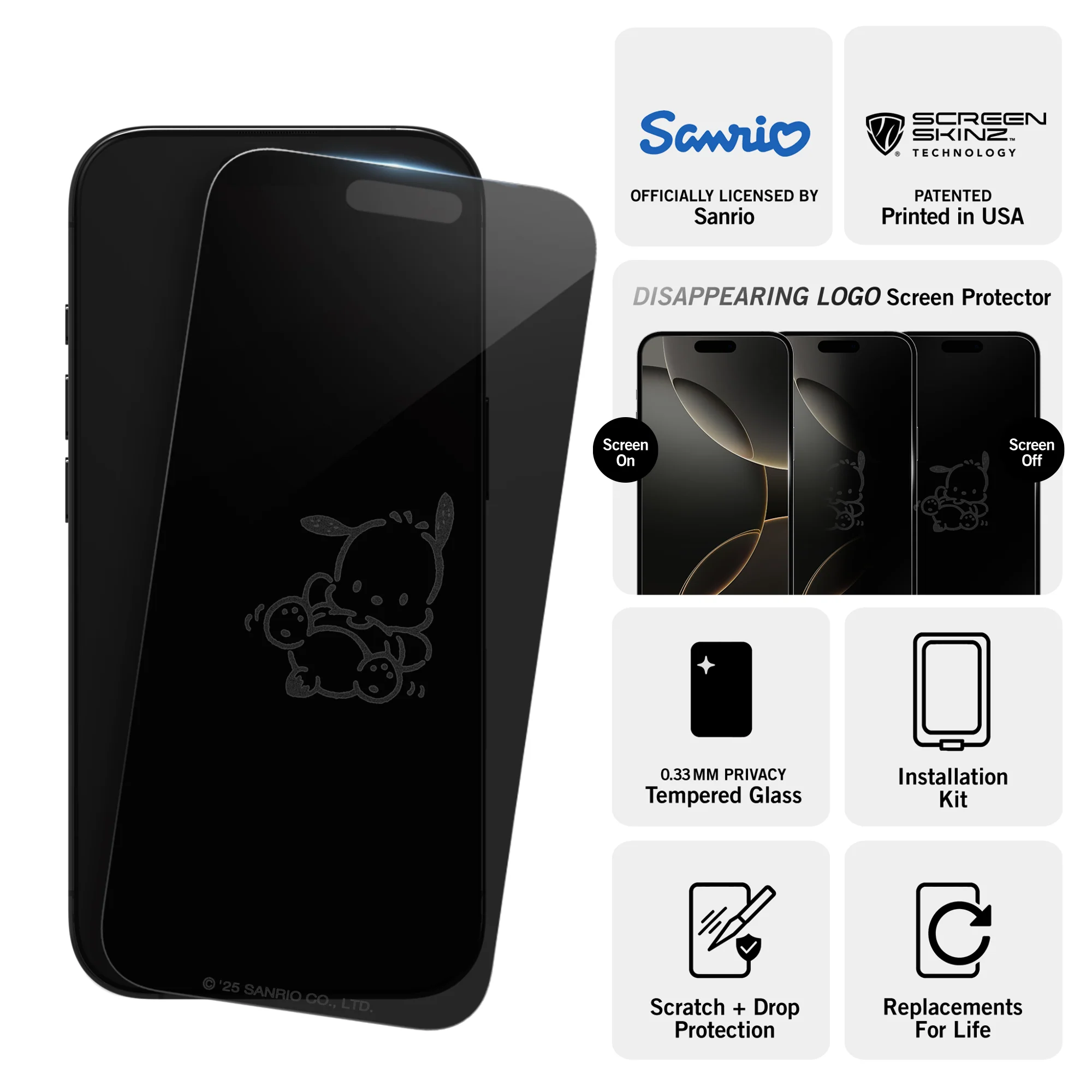 Pochacco x Screen Skinz Dancing iPhone Privacy Screen Protector - Image 3
